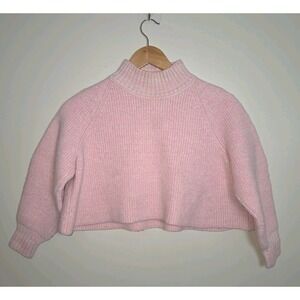 Vika Gazinskaya Wool Cropped Sweater Pink Ribbed Mock Neck Avant Garde Size S